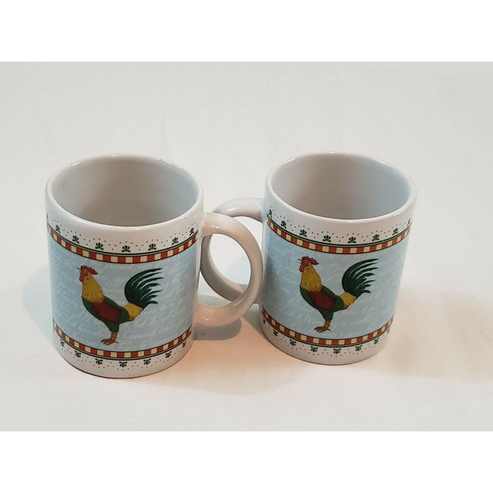 Lot of 2 Collectible Houston Harvest Rooster Coffee Tea Mug Cups